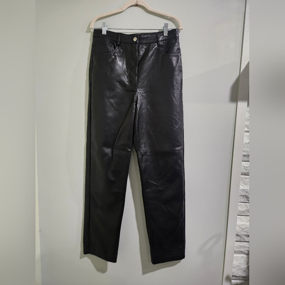 Aritzia Wilfred Melina Faux Leather Straight Leg Pants Size 10 - Picture 6 of 9